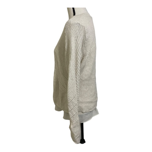 Lucky brand womens knit with silk undershirt sweater size Large ivory color - Picture 7 of 10